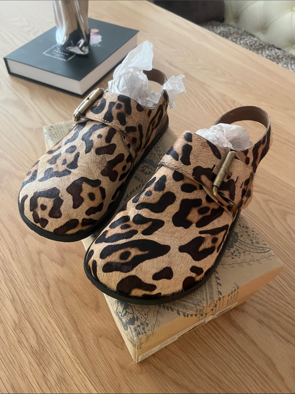 Free People Leopard Print Slingback Clogs - Brown & Black